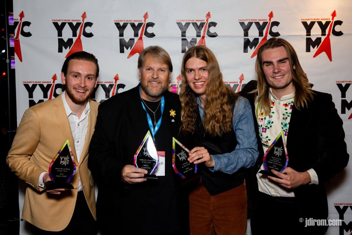 YYC_MusicAwards's tweet photo. #TBT #YYCMA2018 @TheStaticShift &amp; @BrianCymbaluk taking home the hardware! Submit now for #YYCMA2020 for a chance to take your own hardware home! #yycmusic #calgarymusic #yycbuzz #calgarybuzz #calgarynow #liveyyc #calgaryism #calgaryarts #submitnow #calgarynow Photo by @paininc https://t.co/GAu9xmIqB1