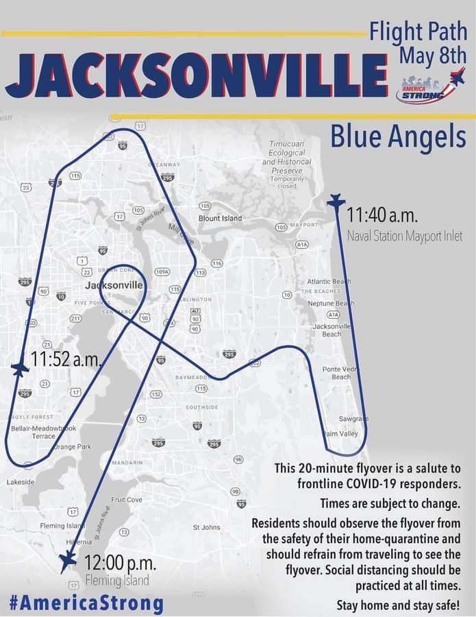 Don't miss the Blue angels flyover tomorrow in honor of our frontline COVID-19 workers!