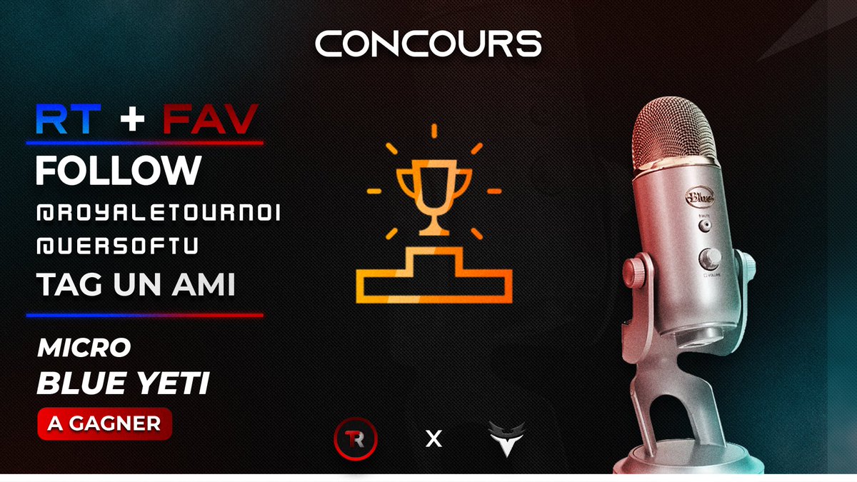 RoyaleTournoi's tweet image. #CONCOURS 

Gagne un micro BLUE YÉTI d’une valeur de 140€+ ! 😍

Pour participer :
-#RT ce tweet
-FOLLOW @RoyaleTournoi et @Versoftv 
-Mentionne un ami en commentaire 

Tirage 17/05 🍀