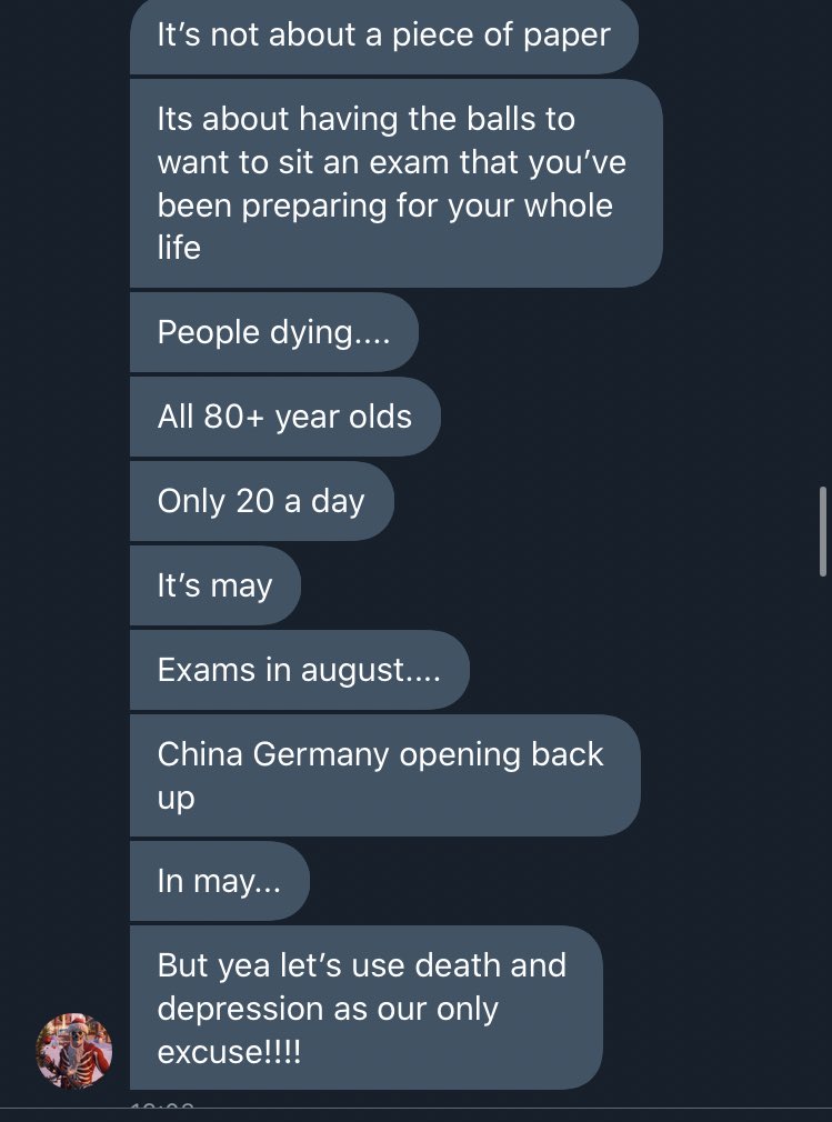 badrepbucky's tweet image. Someone has sat down on their phone and actually sent me this I’m sorry but how is someone this low i can appreciate someone’s opinion but not when it is worded in such a horrible and inconsiderate tone #cancelthelc #LeavingCert #LeavingCert2020 #canceltheleavingcert