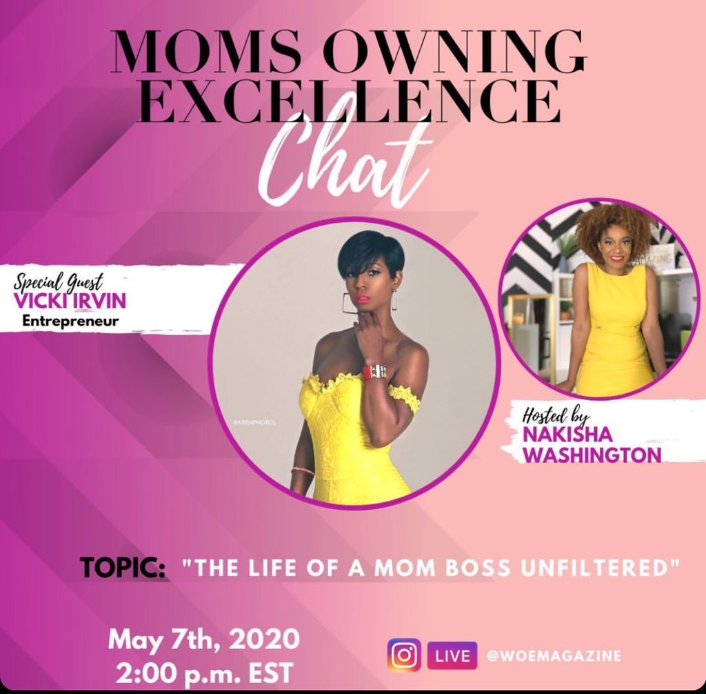 vickiirvin's tweet image. Join my chat on IG live today at 2pm EST with @ woemagazine. We’re talking entrepreneurship, building 7 figure brands and self-care! They’re letting me roll unfiltered! 🤪