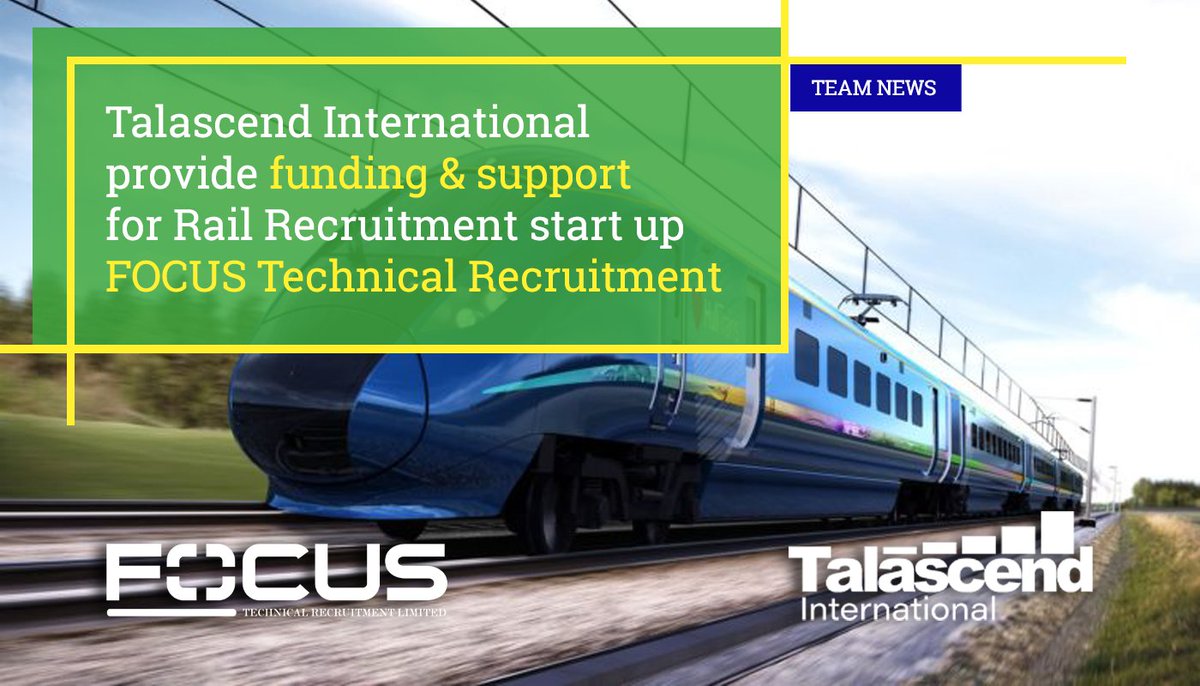 TalascendInt's tweet photo. Talascend are pleased to announce that it has concluded an agreement to provide funding and support services to start up, Focus Technical Recruitment.
 
Read more on the collaboration here: https://t.co/7DvGdsTfJC
 
#railrecruitment #businessnews #startup #positivity https://t.co/JuIhpMFt3u