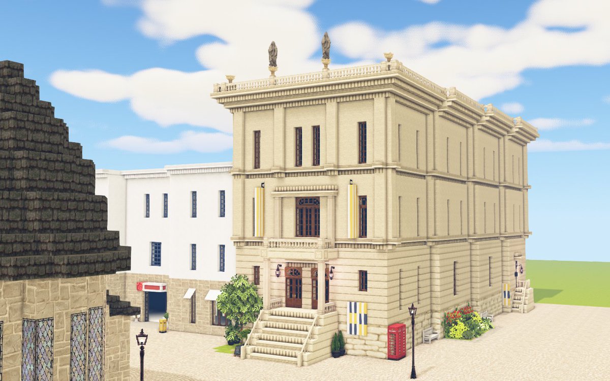 ちくわおいしい على تويتر 新古典様式の図書館 縦ハーフで付け柱がうまく表現できた気がします お隣は銀行 この色合いはsparkasseですね 人を選ぶネタ 某sparkasseで口座もってた クロスターシュリムブルク Cocricot Minecraft T Co Uwjn64zv8m