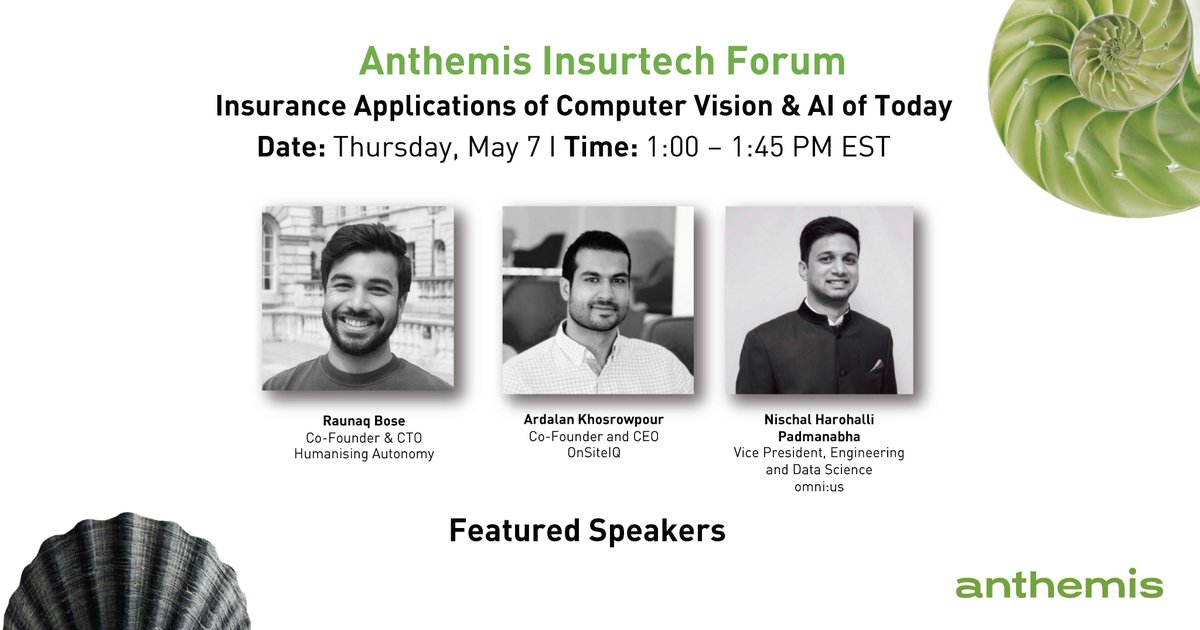 How is computer vision shaping the future of the #insurance industry? Join the discussion today at 1:00 PM ET.

Featuring: <a href="/thisismattj/">Matthew Jones</a> <a href="/Foxe_News/">Ruth Foxe Blader</a> <a href="/OnSiteIQ/">OnSiteIQ</a> <a href="/omniusHQ/">omni:us</a> @HumanisingAuto 

Register: buff.ly/35JPR29
