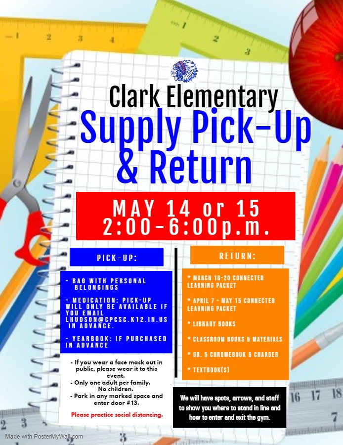 YOUR_CES's tweet photo. Supply Pick Up &amp; Return
May 14 &amp; 15 2:00-6:00 pm https://t.co/eZOgEGKQTL