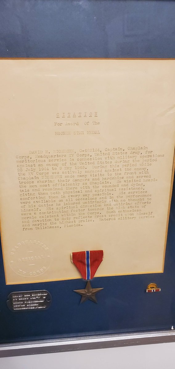 154/I proudly possess my grandfather's Bronze Star & accompanying citation.