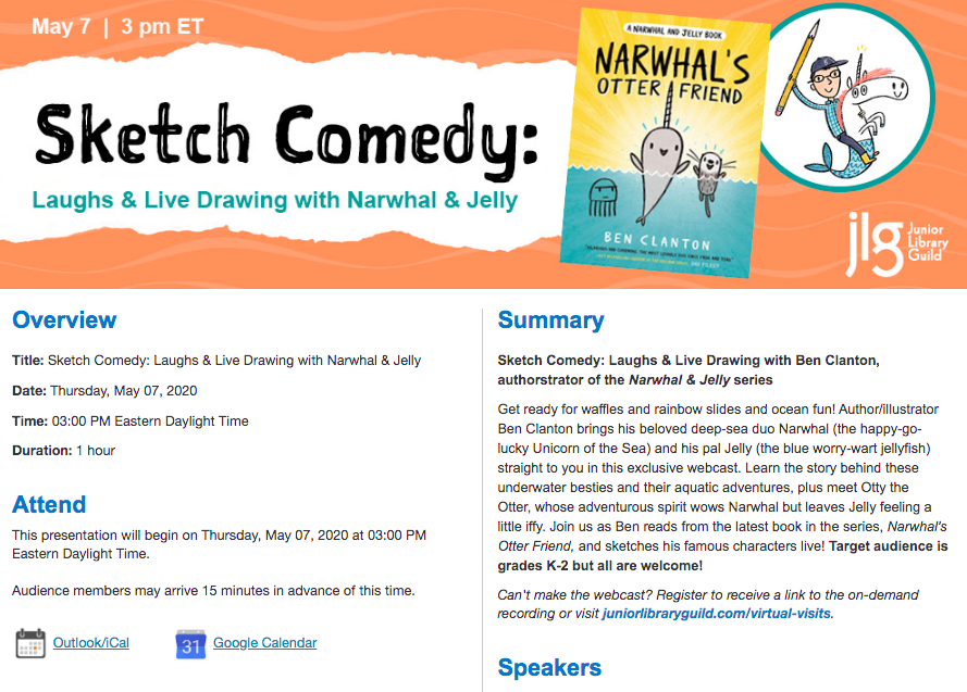 StryculaMcLean's tweet photo. @JrLibraryGuild @Clantoons Thanks so much for your reply! So is this the page where the live webcast will play when it starts? https://t.co/8bkJyznzbP