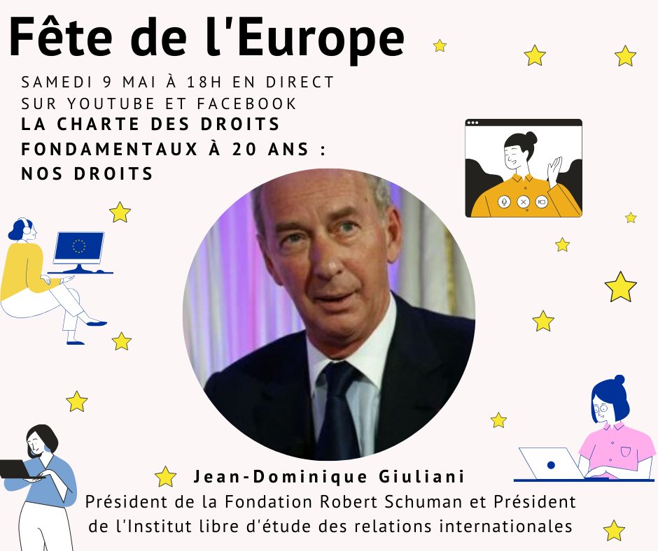 robert_schuman's tweet photo. La @Maisoneuropetou organise pour cette #JournéeDeLEurope si particulière une Fête de l'Europe en ligne avec @JD_Giuliani en tant qu'intervenant. 

#enDirect 📆le samedi 9 mai à partir de ⌚️18h sur la page YouTube et Facebook de la @Maisoneuropetou https://t.co/7Eo0AnQ4jk