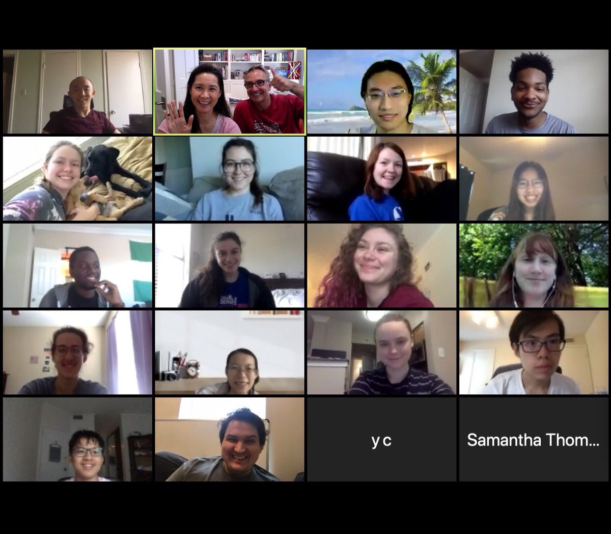 bcm_neurosci's tweet photo. The last Journal Club of Term 4 took place yesterday: we are all done with this popular course for this academic year! Our awesome course directors &amp; students are saying hi to all! 2nd pic is during Eric Gou’s presentation. Great job, everyone! #phdlife #zoomclass #onlinelearning https://t.co/Qi3KkjglFT