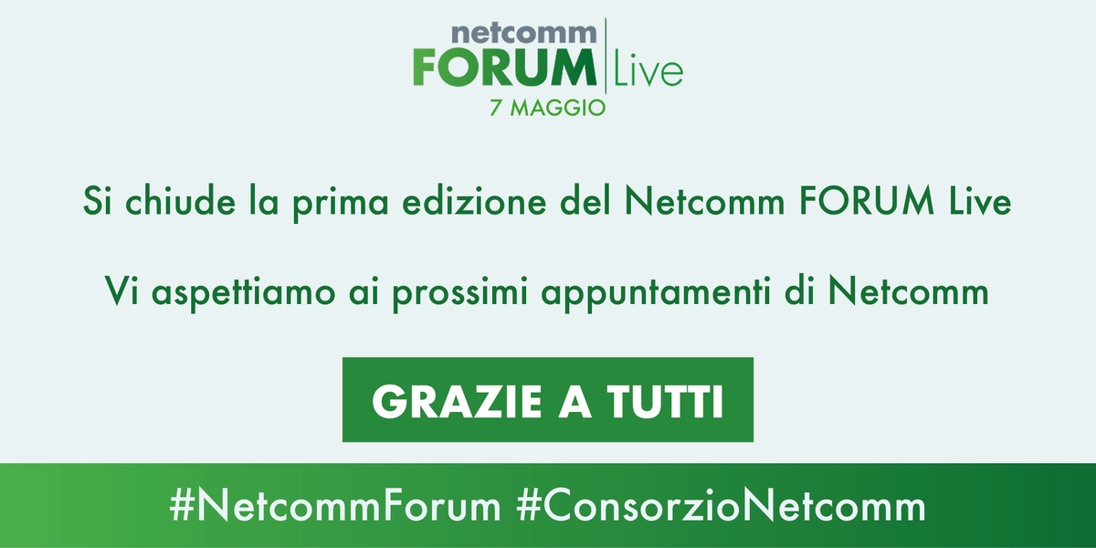 ConsNetcomm's tweet image. Si chiude la prima edizione del Netcomm FORUM Live

Grazie a tutti i numerosi partecipanti che hanno trasformato questo evento

Vi aspettiamo ancora per tutti i prossimi appuntamenti di Netcomm

#NetcommForum #ConsorzioNetcomm
