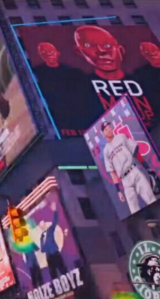 Dans la dimension de Miles, nous pouvons voir sur un écran de Times Square que Blake Griffin (basketteur) est un joueur de baseball.