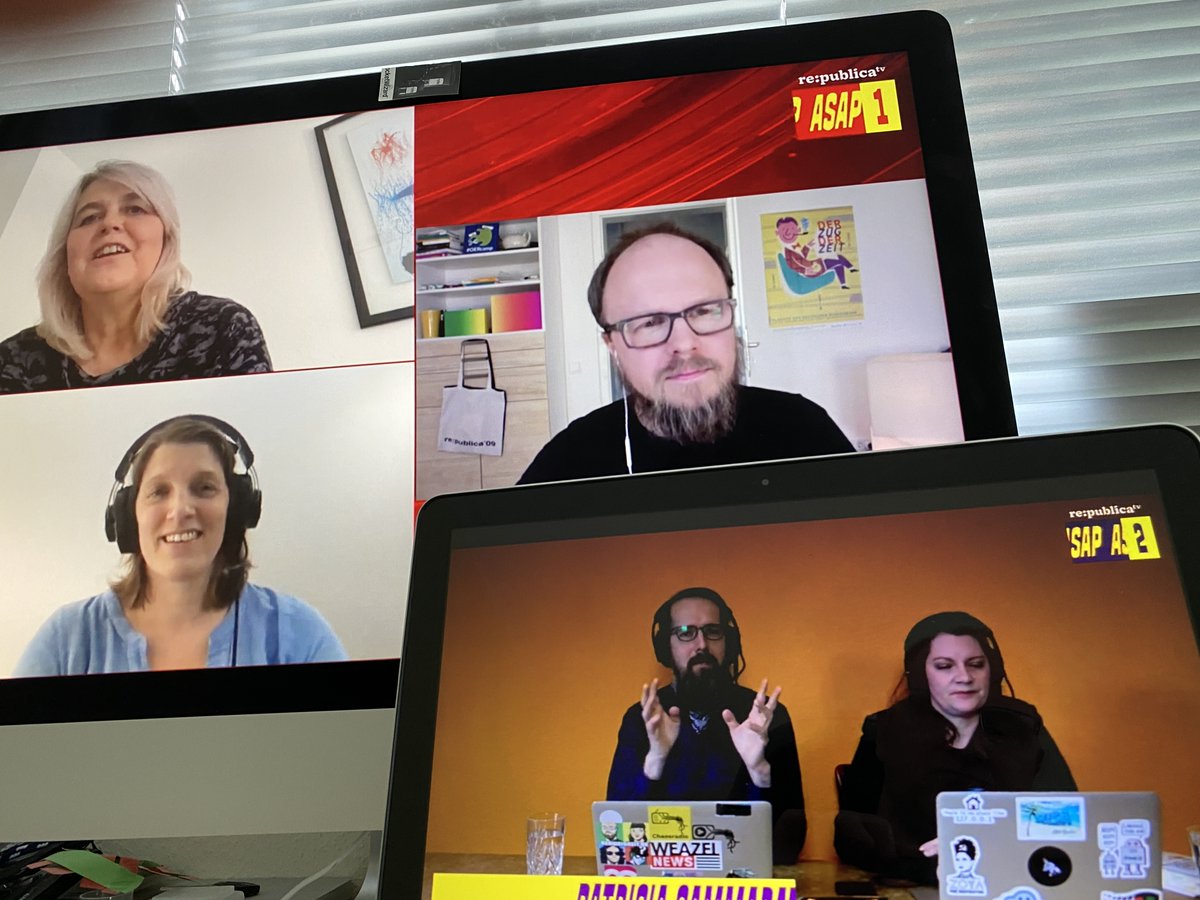 apschule's tweet photo. 2x Schule / Medienbildung parallel #ASAP1 & #ASAP2 😎#rpREMOTE @Makijusaca @joeranDE und Maria Krause https://t.co/RDuH3pgwwr