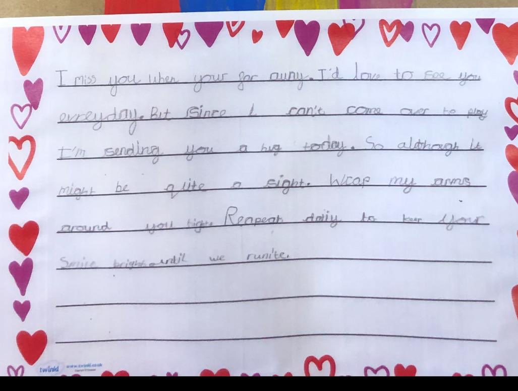 TheOaklandsBham's tweet photo. This week, the children in school have been thinking about the people they miss and sending them a big hug 🤗 @MisssCode @MaryamIqball https://t.co/OcON7s9hUj