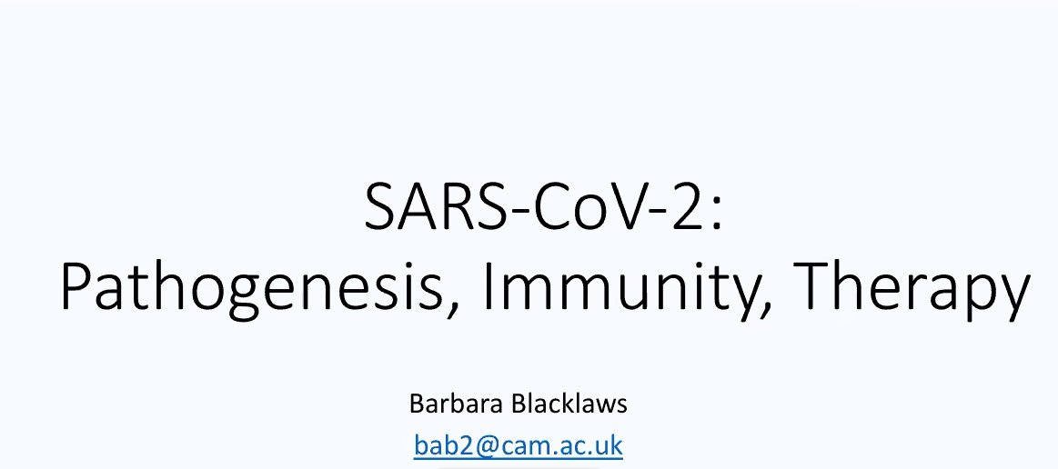 Had two very interesting online lectures discussing Covid19 today! Thank you to <a href="/SD_BAengineer/">Susan Daniel</a> and Barbara Blacklaws for discussing your work with us!