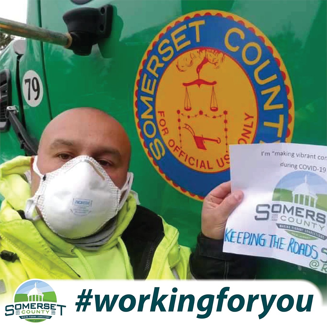 SomersetCntyNJ's tweet photo. Here’s to our Roads & Bridges crews, who are keeping our roadways safe for when we all return to work – thank you! #myscnj #workingforyou https://t.co/mWUIPjx5gA
