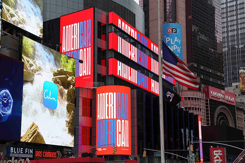 printmag's tweet photo. #CombatCovid: Design takes over Times Square and New York, featuring the work of Paula Scher, @edelstudio, @mrseaves, @zzdesign, @MairaKalman and more: https://t.co/mA3HUXn3QO https://t.co/LHwFj25fKC