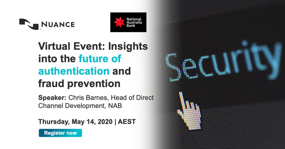 National Australia Bank strengthens security and improves CX with Voice #Biometrics. Join <a href="/NAB/">NAB</a>’s Chris Barnes, and our own Brett Beranek discuss the implementation of VoiceID in our upcoming virtual event: bit.ly/2yEx1wW