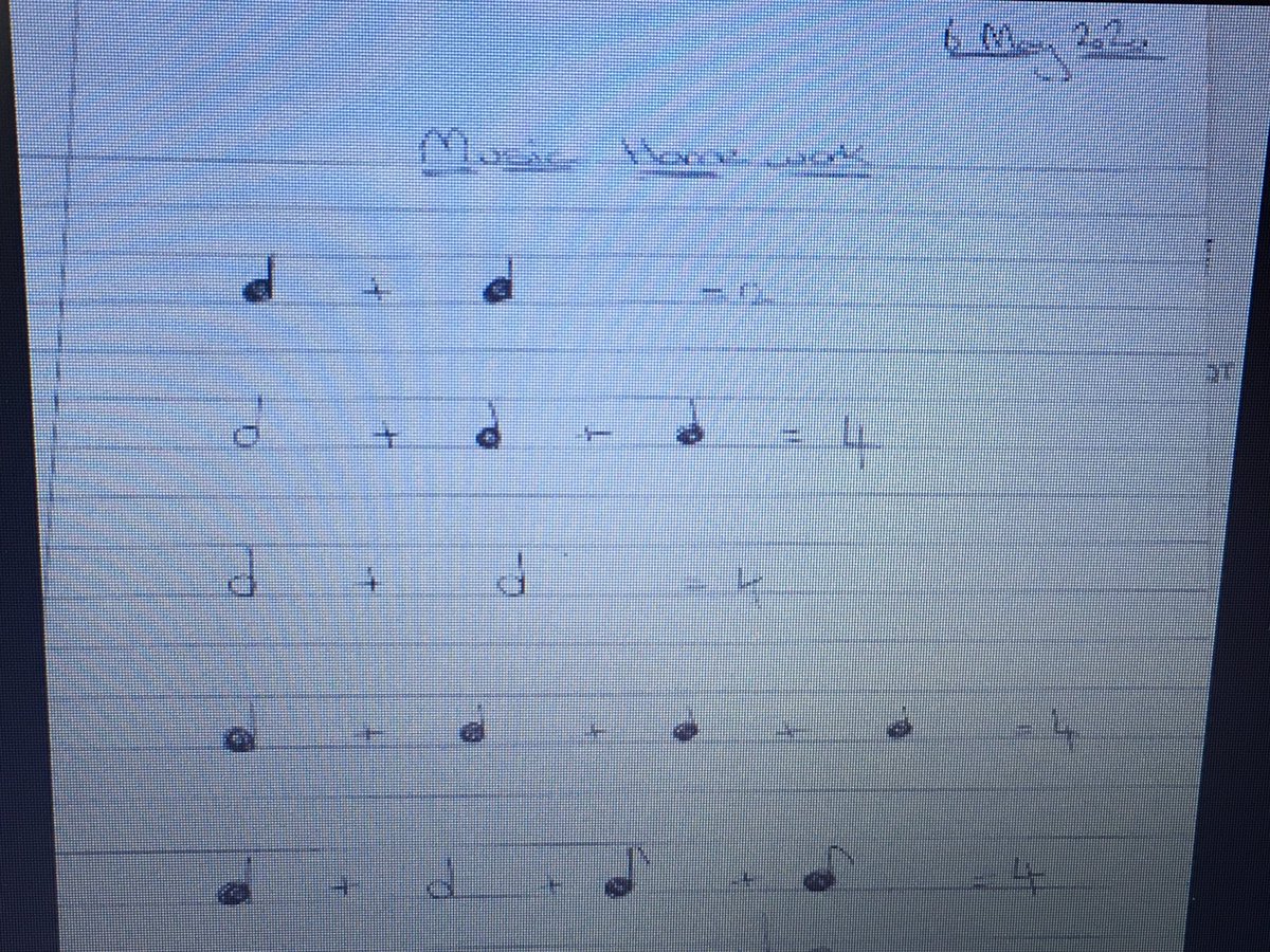 SedPrepMusicOld's tweet photo. So lovely to see our youngest members of school enjoying their musical maths challenge! Well done to O, K, C, D, I and everyone from Receptipn to Year 2 who has sent in their musical sums! WOW! 🤩 #musictheory #creativity #sedberghathome @Sedbergh_Prep https://t.co/Iq0D7RC066