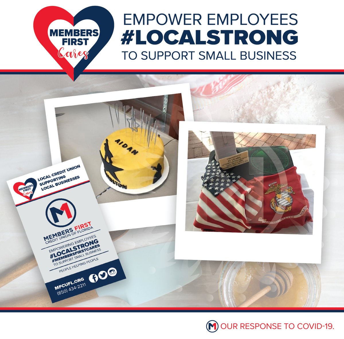 MembersFirstFL's tweet image. As a part of the #CreditUnionsCareChallenge, Leslie chose to support a local bakery in SC called Carolina Cuppitycakes.They are currently working on a quarantine birthday cake for her husband’s birthday this month.
#MembersFirstCares #LocalStrong #WeAreInThisTogether