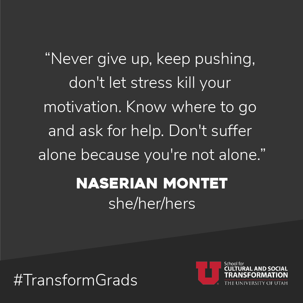 uofutransform's tweet photo. Congratulations to @naserianmontet 🎓 We are so happy to have had you with us in Transform and we're inspired by your advice! More Transform festivities at https://t.co/hhrwiwgKKW #TransformGrads #UtahGrad20 @UofUPoliSciSAC @UofUCSBS https://t.co/8BoFTXJC12