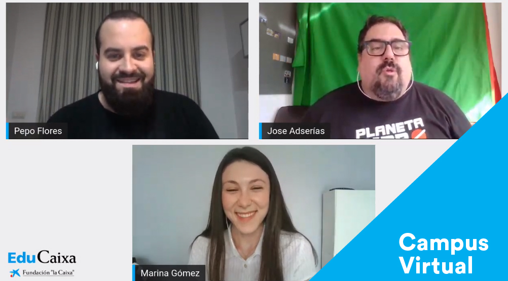 Educaixa's tweet photo. Los alumnos del Campus Virtual de los #RetosEduCaixa también prueban suerte en el mundo de la improvisación teatral. https://t.co/NKuOQgXaOh