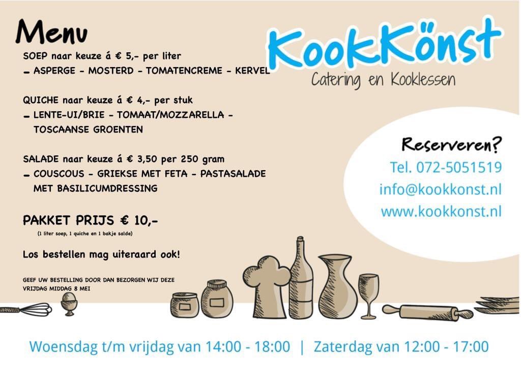 KookKonst's tweet photo. Weekend deal! 

1 liter soep naar keuze
1 quiche naar keuze 
1 salade naar keuze 

Voor maar € 10,- (apart bestellen mag uiteraard ook). 

Graag van te voren reserveren. Dan zorgen wij dat het morgenmiddag bij je bezorgd wordt. #heiloo #limmen #castricum #weekenddeal #vers https://t.co/9rODltrGFp