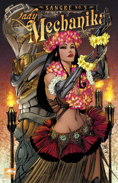 BenitezProduct's tweet photo. Hawaii variant and convention metal covers are now available on our new site https://t.co/AmpHTEy5wb (https://t.co/KzoES9vniM redirects to it)! And, we're still sharing 50% of sales to your designated local comic shop! #StayHomeStayStrong #ladymechanika #supportyourLCS https://t.co/8nh57YpqAW