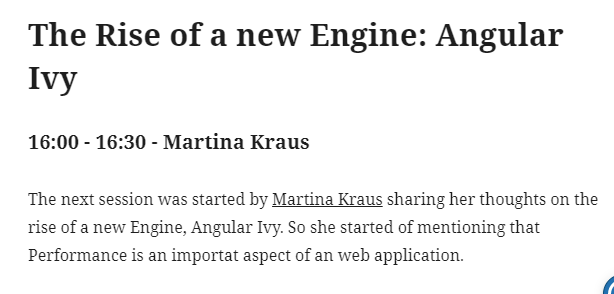 im_suhas_01's tweet photo. The next session was started by @MartinaKraus11 sharing her thoughts on Angular Ivy.
https://t.co/ATBM8cL6kM
#jsvidcon #jsvidcon2020 #devsuhas #angular https://t.co/yBwQyi2Dyg