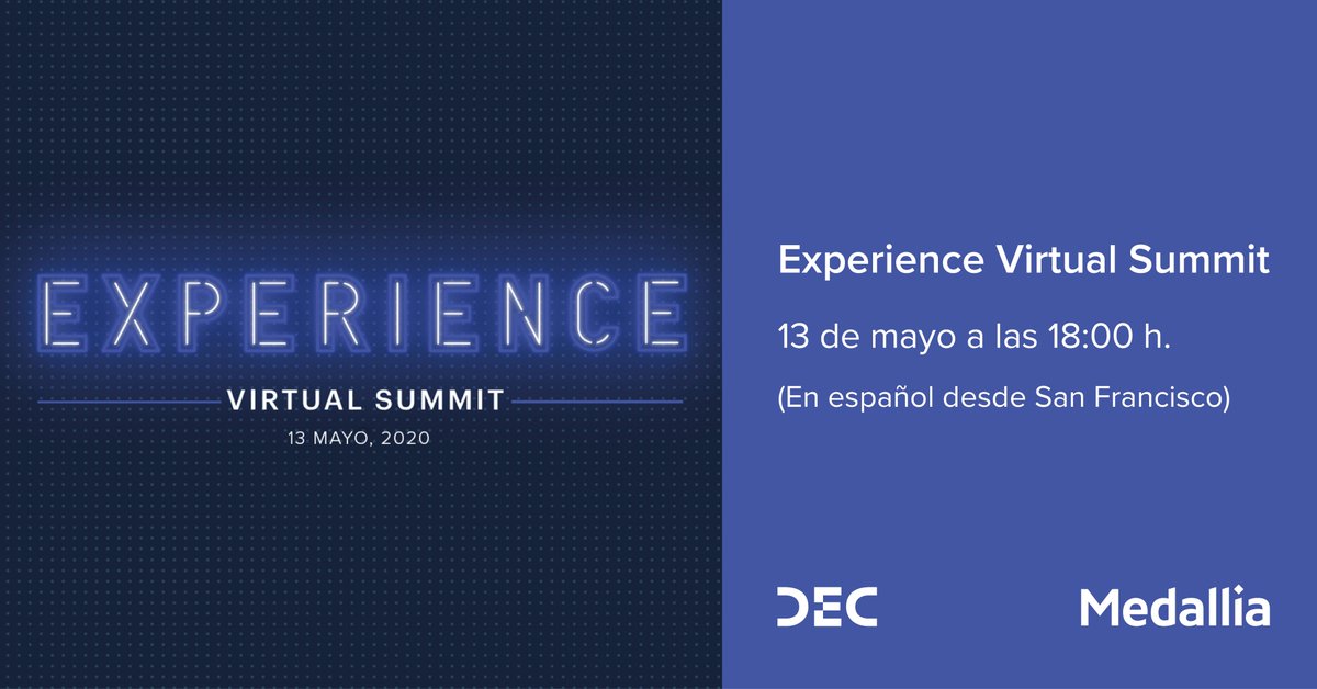 Asociacion_DEC's tweet photo. Regístrate en el evento de #CX más importante de #USA: el #ExperienceVirtualSummit de @Medallia.
🕧 18:00 h
🗓️ 13 de mayo
💻 #Streaming
Participarán @LeslieStretch, CEO de #Medallia, y @FredReichheld, creador del #NetPromoterSystem.
¡No te lo pierdas!
🔗https://t.co/nlpYtYe153 https://t.co/068WsoD77I