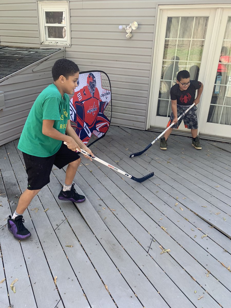 CaraGrant11's tweet photo. Shoutout to @Capitals @CapsYouthHockey and @FranklinSports for a great hockey 🏒 activity to keep the boys active #capscare #TeacherAppreciationWeek #hockeyathome The boys even made modified games and are letting their creativity run wild! Thanks!🏒🥅🥳 https://t.co/RoGzZuysgv