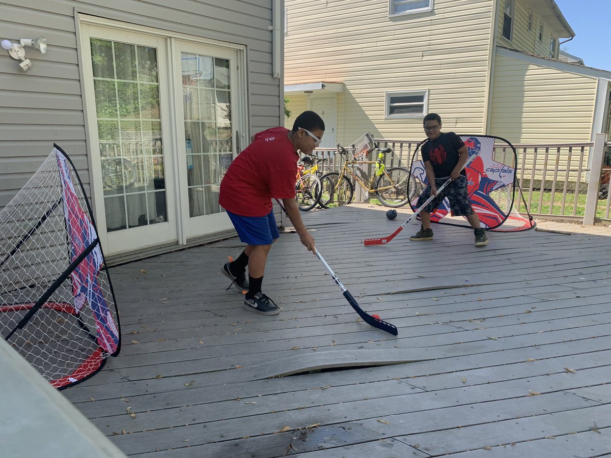 CaraGrant11's tweet photo. Shoutout to @Capitals @CapsYouthHockey and @FranklinSports for a great hockey 🏒 activity to keep the boys active #capscare #TeacherAppreciationWeek #hockeyathome The boys even made modified games and are letting their creativity run wild! Thanks!🏒🥅🥳 https://t.co/RoGzZuysgv