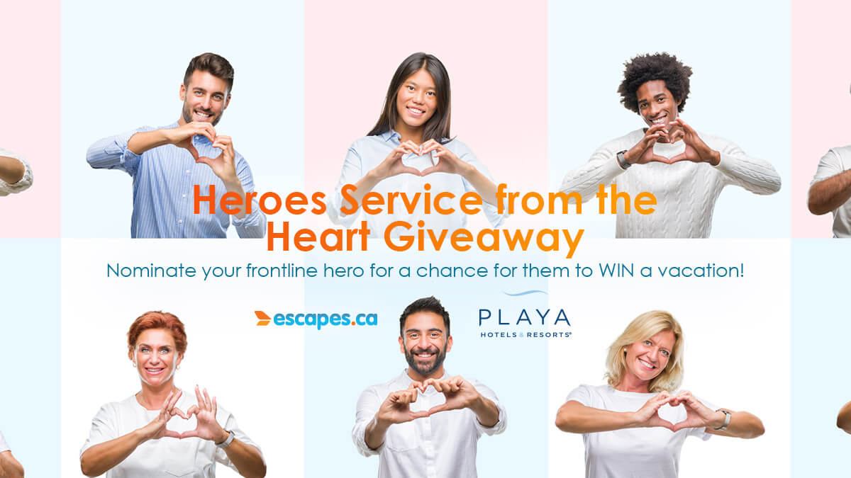Escapes.ca &amp; Playa Hotel &amp; Resorts are grateful for the bravery &amp; effort of all the #Frontlineworkers. We are offering a prize that will be given to one person. Any Canadian resident can nominate a person to be entered into the draw. bit.ly/2L5fZL8