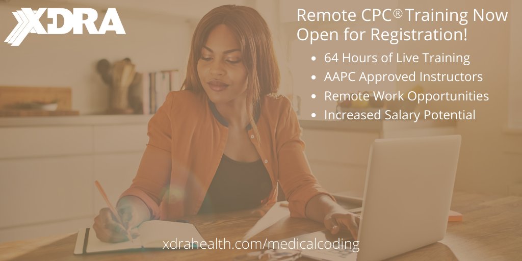 XDRAHealth's tweet photo. Feeling your not where you should be? Now is the perfect time to gain new skills. In 16 weeks, you can earn your CPC certification and be on your way to work onsite or remotely for a healthcare facility.  https://t.co/obQeCGKpe7 
#medicalcoding #CPC #AAPC #remotetraining #careers https://t.co/PQEpx3I70U