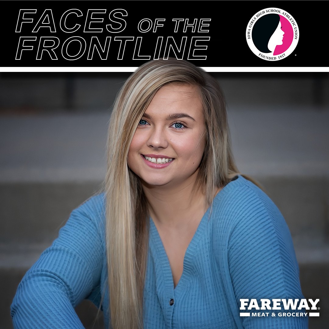 IGHSAU's tweet photo. Today, we spotlight Laney Chandler, a volleyball athlete from Center Point-Urbana, Class of 2020. She's serving her community on the front lines at her local grocery store. Thank you, Laney!

Faces of the Frontline is brought to you by @Fareway_Stores.

#IGHSAU #IowaGirl https://t.co/SubwrfsxoL