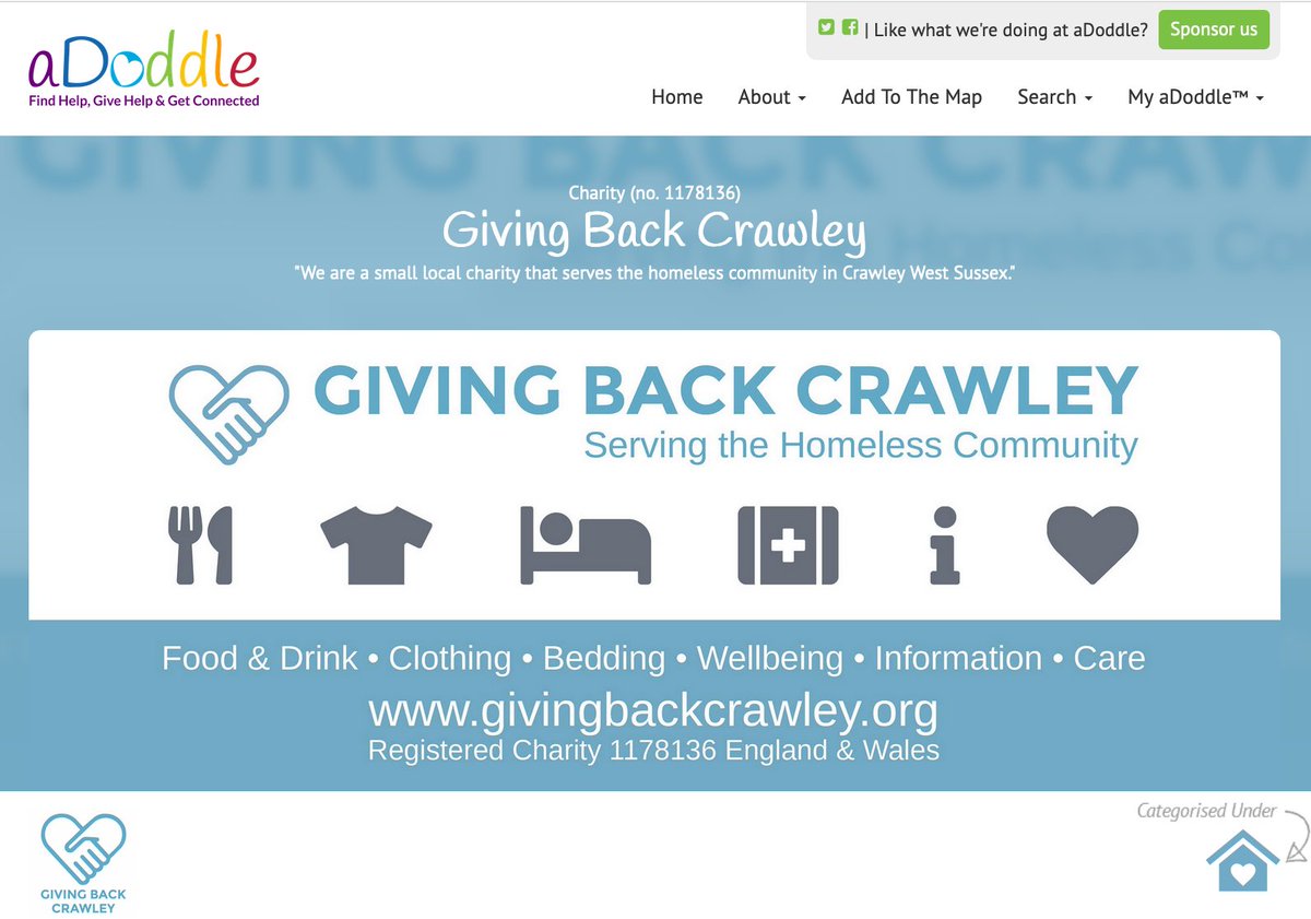aDoddle_UK's tweet photo. Take a look at @GivingBkCrawley a small local charity that serves the homeless community in Crawley West Sussex
Find ur more: https://t.co/4wMmYO3T3P

#PeopleHelpingPeople #BetterTogether https://t.co/VICgat9jAQ