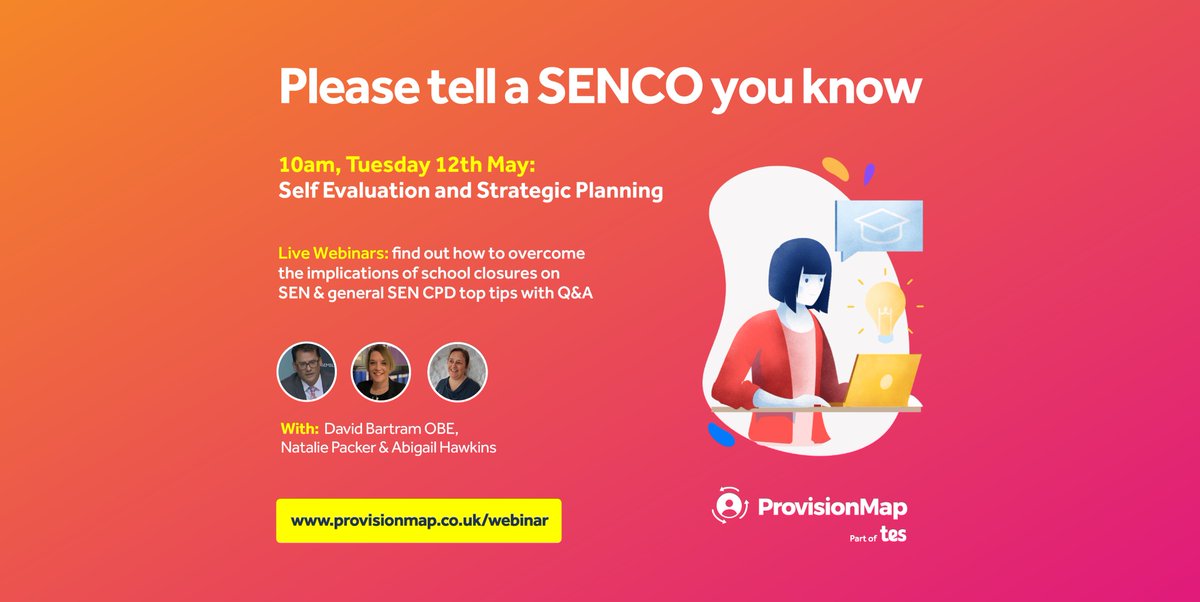 provisionmap's tweet image. Next week’s provisionmap.co.uk/webinar  #Edukey  has special guests @Andy__Buck and @AlisonMPeacock   fantastic additions to what was already a fabulous line up. You need to book it to be in it. We also have a FB page  facebook.com/groups/8425395… run by the amazing @SendcoSolutions