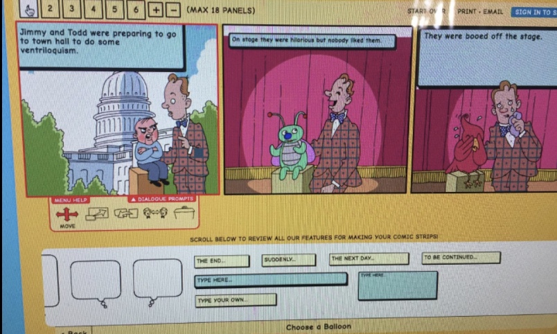 Ms_EMcCann's tweet image. Students are showing me what they&apos;ve learned about #plotstructure this week by creating comic strips online with @MakeBeliefs4U!! #FunAndFunctional for the win 🙌 #learningtogetheronline #innovation #studentengagement