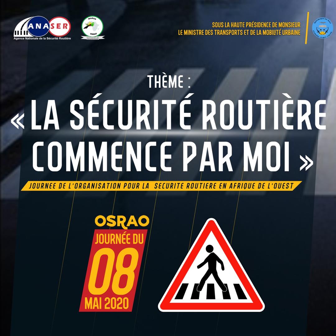 AnaserMali's tweet photo. Le Mali, à l'instar des pays de la CEDEAO célèbre demain 08 mai 2020, la Journée de l'Organisation pour la Sécurité Routière en Afrique de l'Ouest (OSRAO). Le thème retenu cette année est "La sécurité routière commence par moi". https://t.co/1jrgtufOxq
