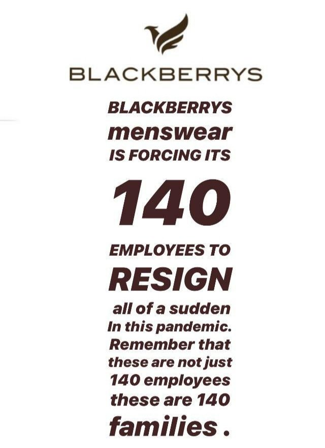 SangamSaga's tweet image. So, @BlackberrysMens is forcing 140 to resign without prior notice, compensation, and by ignoring all legalities. This is really insensitive amidst this COVID #pandemic 

#BlackberryMensLayoff
@PMOIndia @narendramodi @ArvindKejriwal @AamAadmiParty