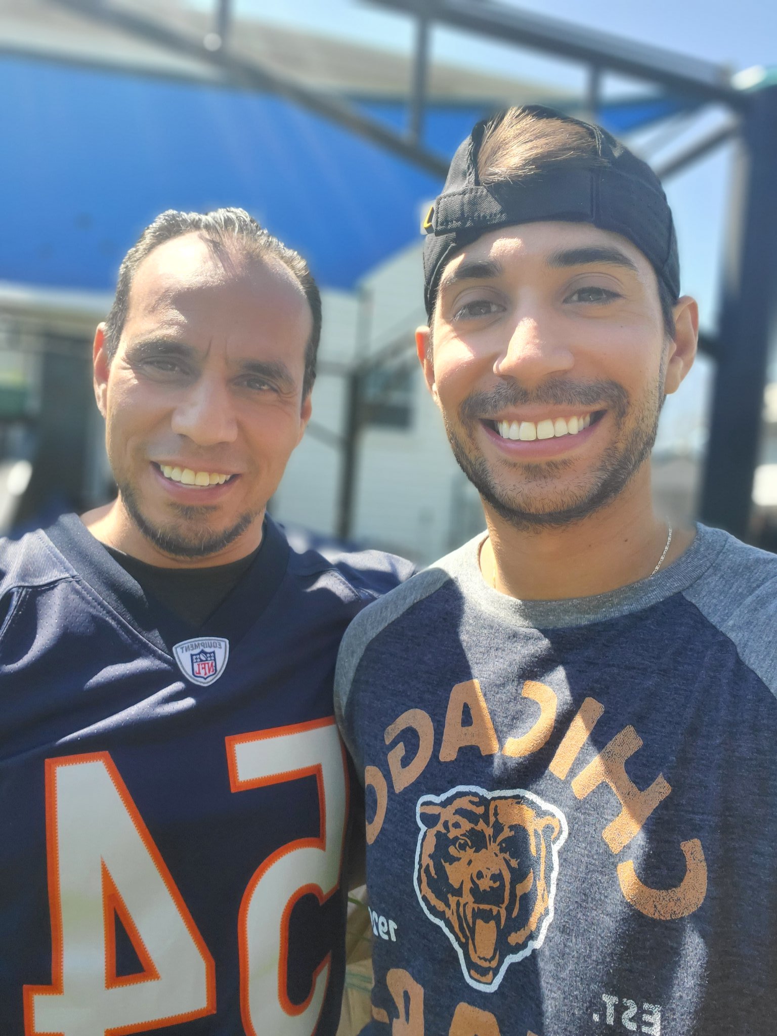 With today being my dad\s 54th birthday, I had to make him wear my Brian Urlacher jersey. Happy Birthday, Dad! 