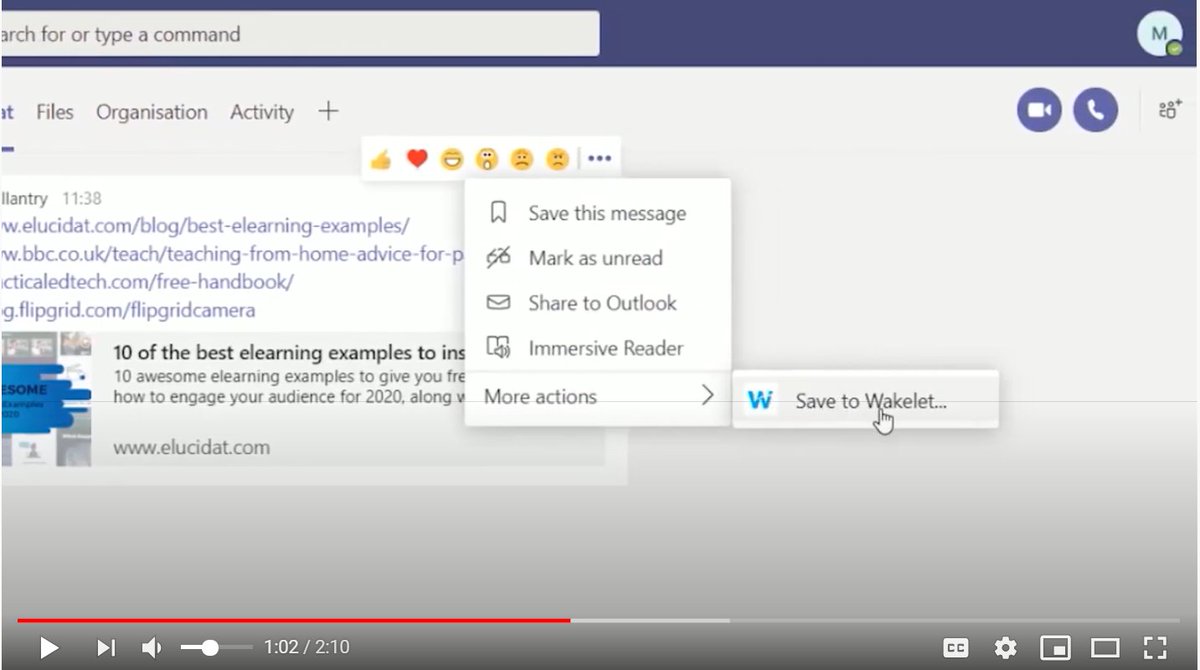 mtholfsen's tweet photo. ICYMI, you can now easily save @Wakelet links from a #MicrosoftTeams message directly into your collection 🌊

Blog: https://t.co/Ahw6ROGg1p

#MIEExpert #MicosoftEDU https://t.co/JDB8ecv7uo