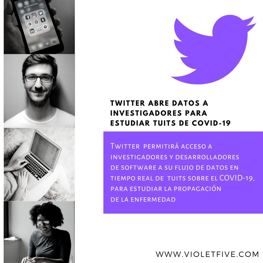VioletFiveWeb's tweet photo. Los #estudios sobre el #covid19 tienen más de un aliado. Ahora #Twitter abrirá sus datos para colaborar con la #investigación de cómo se propaga la enfermedad, así como el giro que toman las #informaciones #falsas. #datosfalsos #redes #bigdata #violetfive https://t.co/laeeAUnjxF