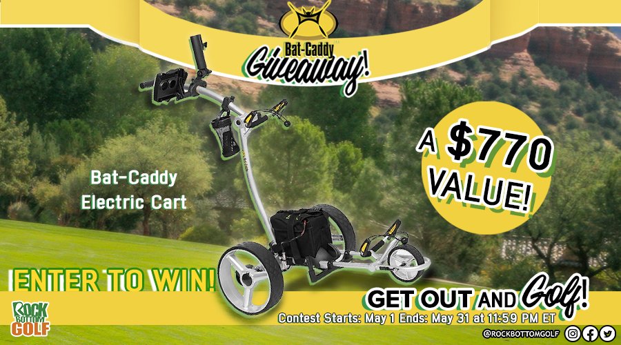 RockBottomGolf's tweet image. Bat-Caddy is the World’s Best Value Electric Golf Caddy, a Remote Control Motorized Golf Trolley for carrying your golf bag! Enter to WIN a FREE Bat-Caddy Electric Cart from Rock Bottom Golf!

&amp;gt;&amp;gt; site.rockbottomgolf.com/scratch-the-ca… &amp;lt;&amp;lt;