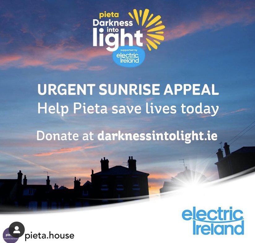 ATUHealthyGM's tweet photo. We all know the wonderful work @PietaHouse does around #suicideprevention & #bereavementcounselling. This year their #annnualfundraiser #DILwalk can’t take place so we are asked to watch the sunrise at 5:30am Sat 09/05 & donate. #DIL2020 https://t.co/7w49fWTImy