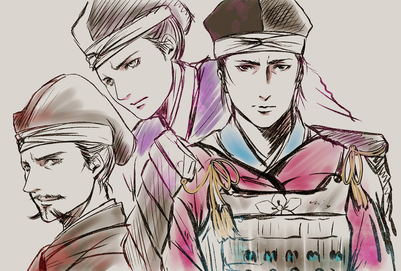 季鏡 萎烏帽子姿の十兵衛と道三様と義輝様 麒麟絵 T Co Ee5dav4xwn Twitter