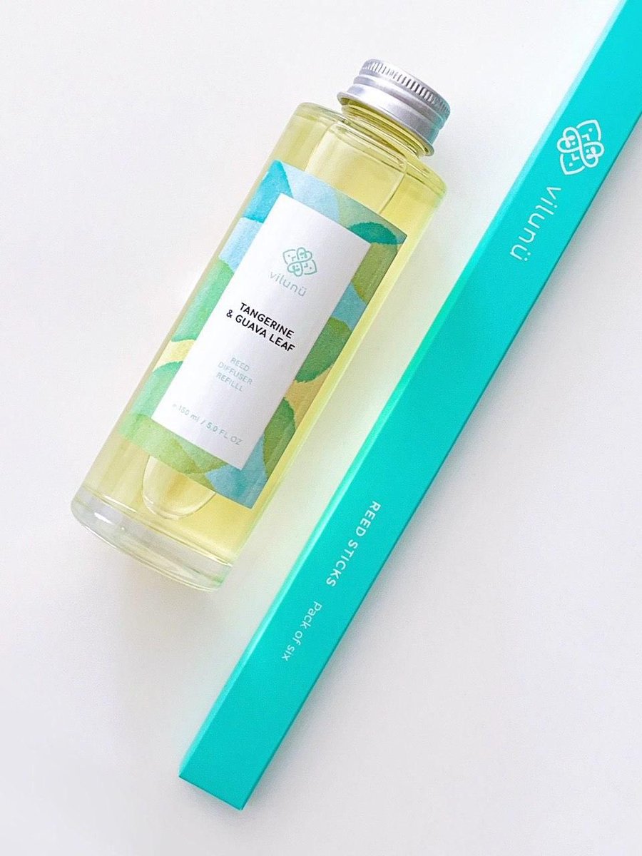 vilunu's tweet photo. Good news! If you ran out of our Tangerine &amp; Guava Leaf diffuser, you now have the option of buying just a refill bottle. ✨🍊🍃 

The 150ml refill bottle comes with one pack of reeds. ⠀ https://t.co/tDFIRX1gT6