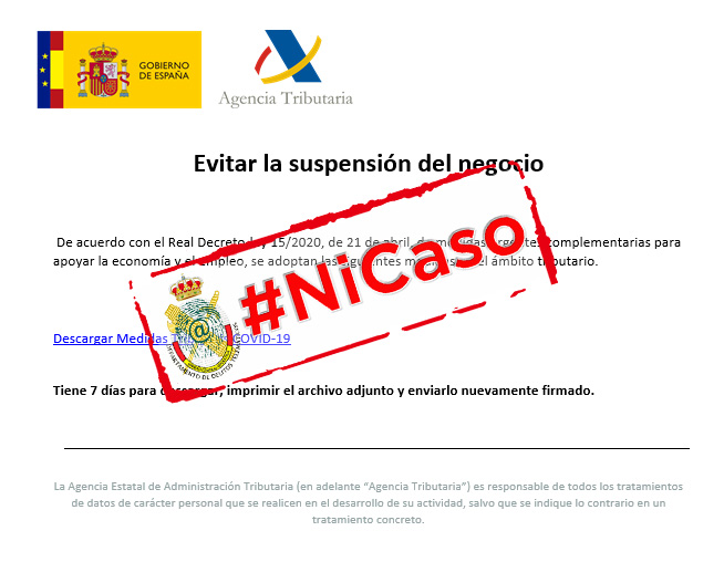 GDTGuardiaCivil's tweet photo. 🚨 #GDTAlerta Nueva oleada de correos que suplantan a la Agencia Tributaria. Usan #COVID_19 y las ayudas económicas como gancho para robar credenciales.
#NiCaso, @informaticaaeat nunca solicita información confidencial por correo. https://t.co/teWYrGOaHu