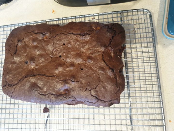 JackSGAshton's tweet photo. We did our baking for #VEDay75
Tomorrow. After much debate we have gone with chocolate brownie. 
@BBCYork
#BBCCake https://t.co/eYxV1Zo4KA