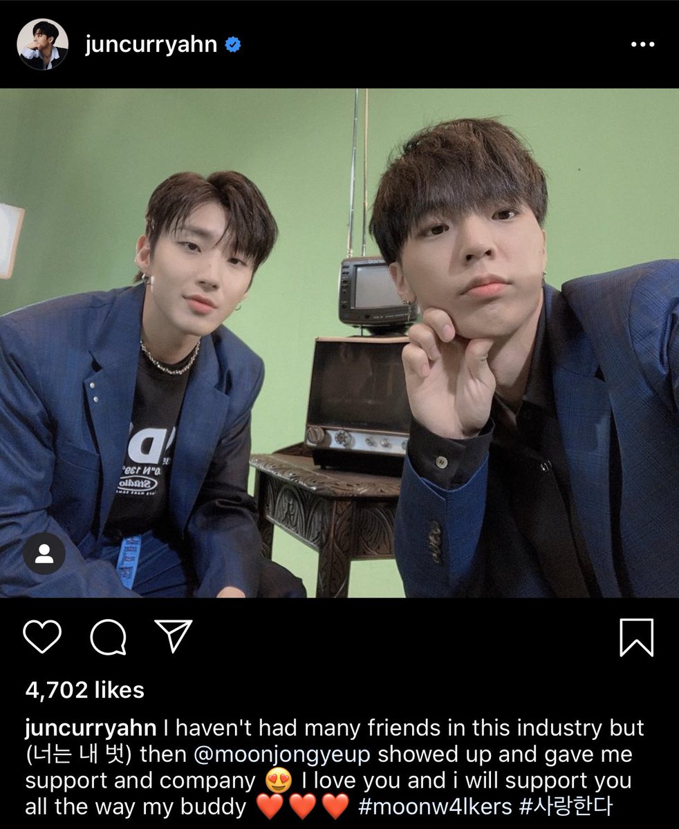 ArabJongUp's tweet photo. 200507|| تحديث حساب juncurryahn في الانستقرام مع جونغ اب

"لم احظى بالكثير من الأصدقاء في هذه الصناعة لكن (انت يا صديقي) ثم @.moonjongyeup ظهرت واعطيتني الدعم والرفقة 😍 احبك وسأدعمك على طول الطريق يا رفيقي ❤️❤️ 
#.moonw4lkers #.احبك " https://t.co/jjmXYWRJvX