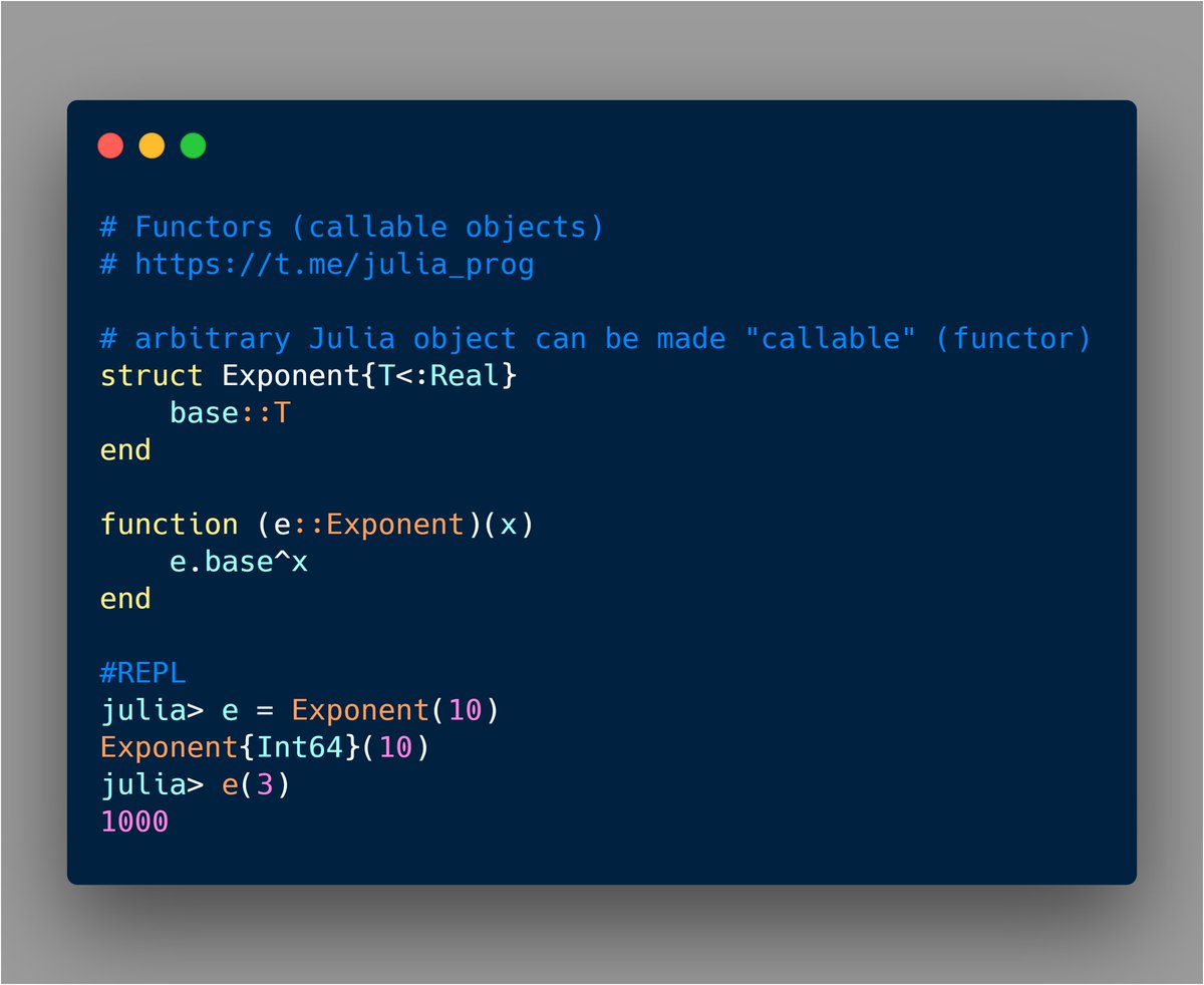 Functors (function-like objects)

#JuliaLang #Julia #Programming #Functors